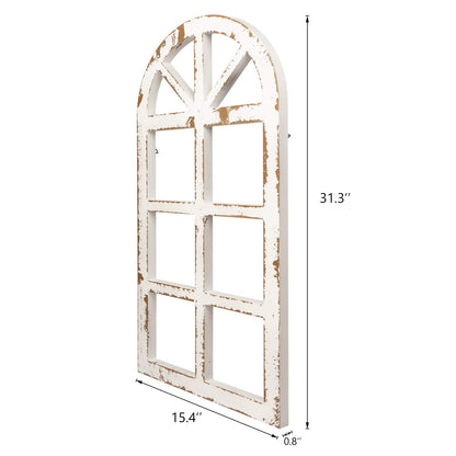 Toppay 2-Pack Distressed Arched Cathedral Window Frame Wall Decor, Antique White, 32 inchx16 inch - WoodArtSupply