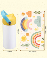 OFFNOVA 12oz Kids Sublimation Tumbler, 4 Pack Stainless Steel Sippy Cup Blank, Vacuum Insulated Water Bottle with Leak-Proof Straw Lid OFFNOVA