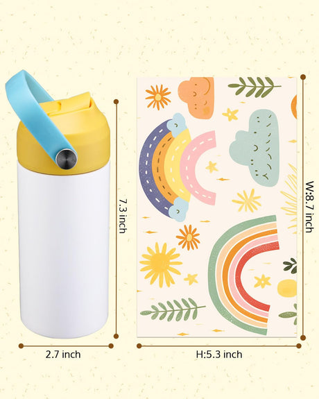 OFFNOVA 12oz Kids Sublimation Tumbler, 4 Pack Stainless Steel Sippy Cup Blank, Vacuum Insulated Water Bottle with Leak-Proof Straw Lid OFFNOVA