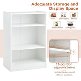 Tangkula White 3-Tier Adjustable Bookshelf with Anti-toppling Device for Modern Storage and Display Tangkula