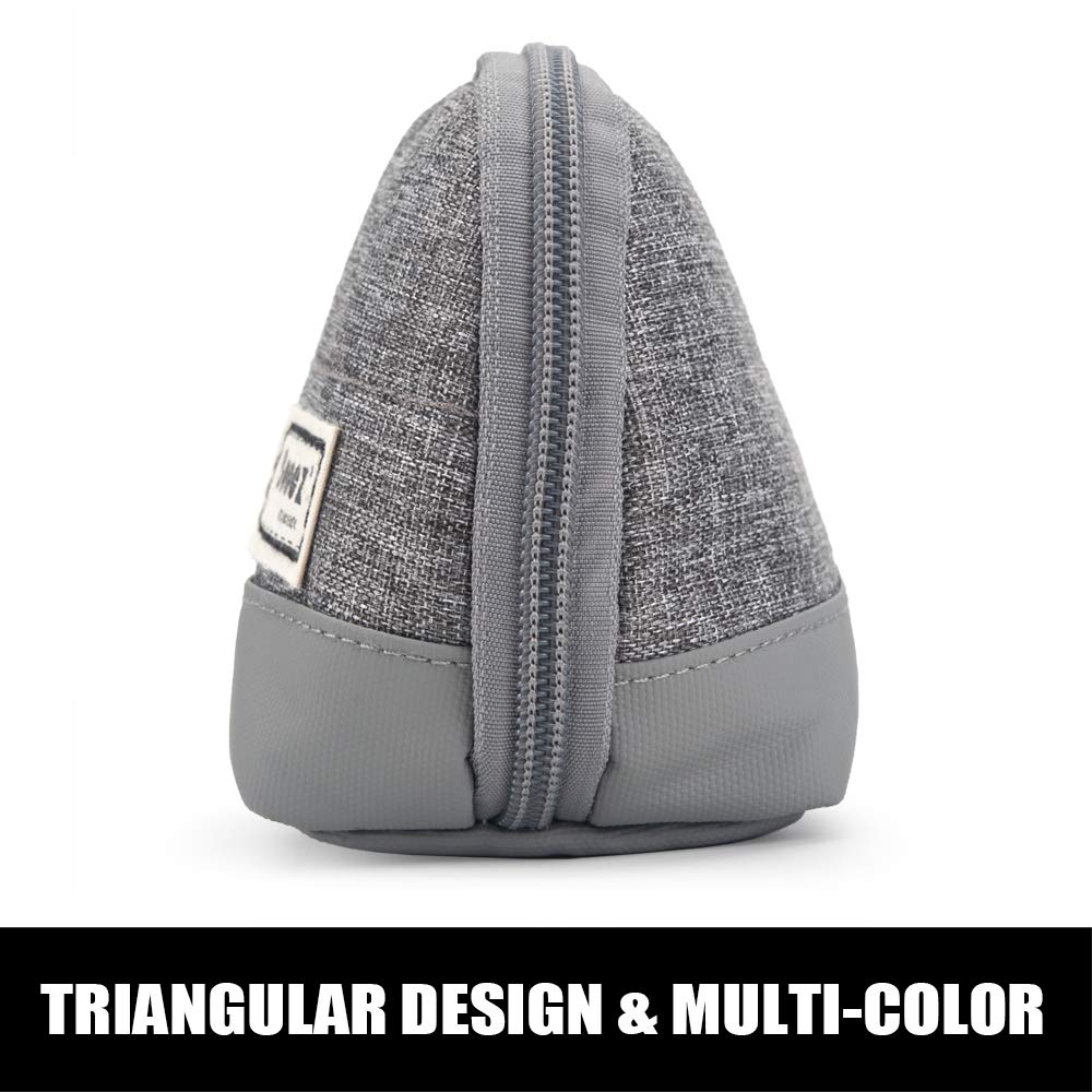 Sooez Wide-Opening Pencil Pen Case, Lightweight & Spacious Pencil Bag Pouch Box Organizer, Aesthetic Supply with Triangular Design for Adults, Grey Sooez
