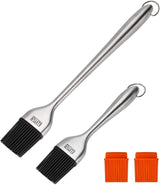 RWM Basting Brush - Grilling BBQ Baking, Pastry and Oil Stainless Steel Brushes with Back up Silicone Brush Heads(Orange) for Kitchen Cooking & Marinating, Dishwasher RWM