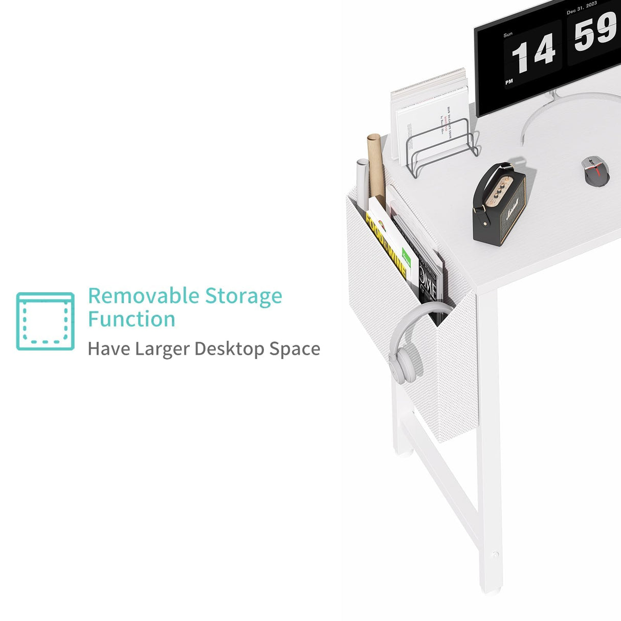 Lufeiya White L Shaped Computer Desk with Power Outlet Shelves, 47 Inch Corner Desk for Home Office Bedroom, L-Shaped Study Writing Working PC Desks, White Lufeiya