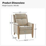 HULALA HOME Fabric Recliner Chair for Living Room, Adjustable Push Back Arm Chair with Rivet Decoration, Home Theater Seating w/Rivet Decoration, Reclining Sofa Chair,Beige HULALA HOME