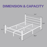 CollaredEagle Full Bed Frame with Headboard and Footboard,Heavy Duty Steel Slats Support Metal Bed Frame with Charging Station,White CollaredEagle
