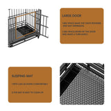 Luckyberry 38/42/46 inch Heavy Duty Extra Large Indestructible Dog Crate Kennel Indoor with Separation Anxiety Lockable Wheels and Removable Tray LUCKYBERRY