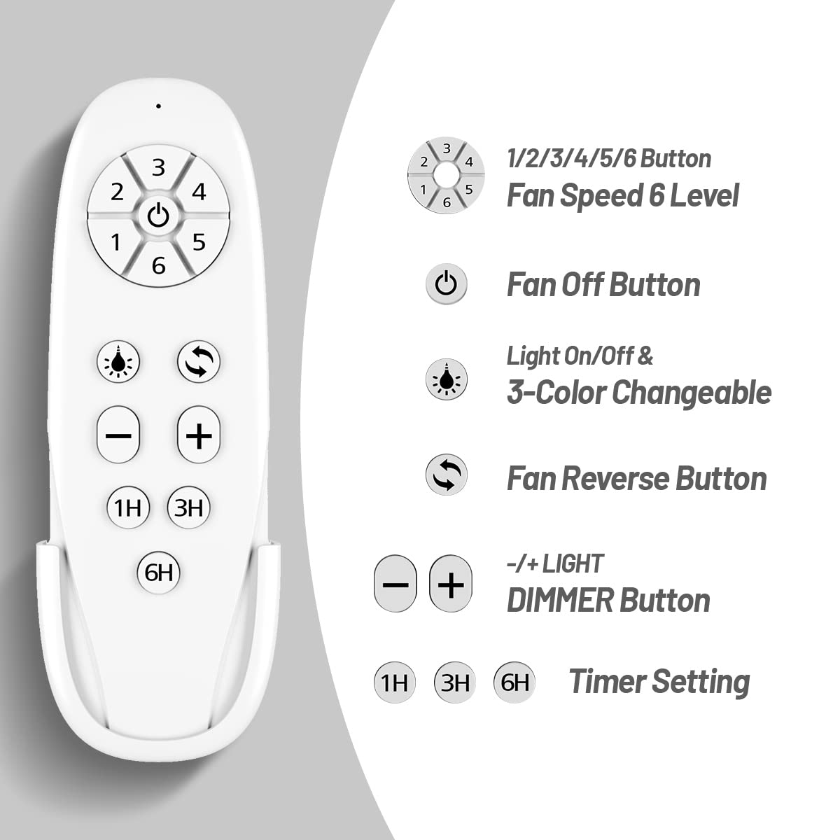 wurzee 52" Ceiling Fan with Light, White,6 Speeds DC Reversible Motor,Timing, Dimmable for Bedroom, Kitchen, Patios wurzee