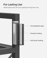 SONGMICS 3-Tier Metal Storage Rack with Wheels, Mesh Shelving Unit with X Side Frames, 23.6-Inch Width, for Entryway, Kitchen, Living Room, Bathroom, Industrial Style, Black UBSC163B01 SONGMICS
