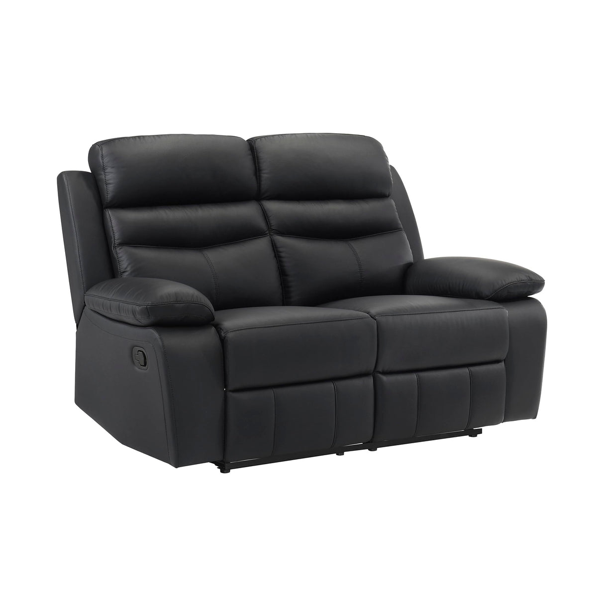 Lexicon 64" W Manual Reclining Loveseat, Top Grain Leather Match Reclining Love Seat, Home Theater Seating, Wall Hugger Recliner Couch, Manual Double Recliner RV Couch for Living Room, Black Lexicon