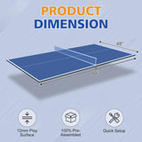 AOKUNG 7ft Mid-Size Ping Pong Conversion Top Foldable & Portable Table Tennis Table Top for Indoor Games-Blue AOKUNG