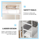 QUJEON Bunk Bed,Twin Over Twin Bunk Beds for Kids Teens Adults,Heavy Duty Metal Slats Bed Frame with Ladders and Guardrail,400 lbs Capacity,No Spring Box Required,White QUJEON