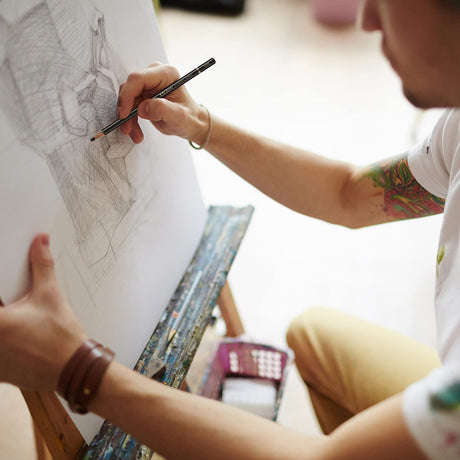 Qionew Professional Charcoal Pencils Drawing Set - 10 Pieces Super Soft, Soft, Medium & Hard Charcoal Pencils for Drawing, Sketching, Shading, Beginners & Artists Qionew