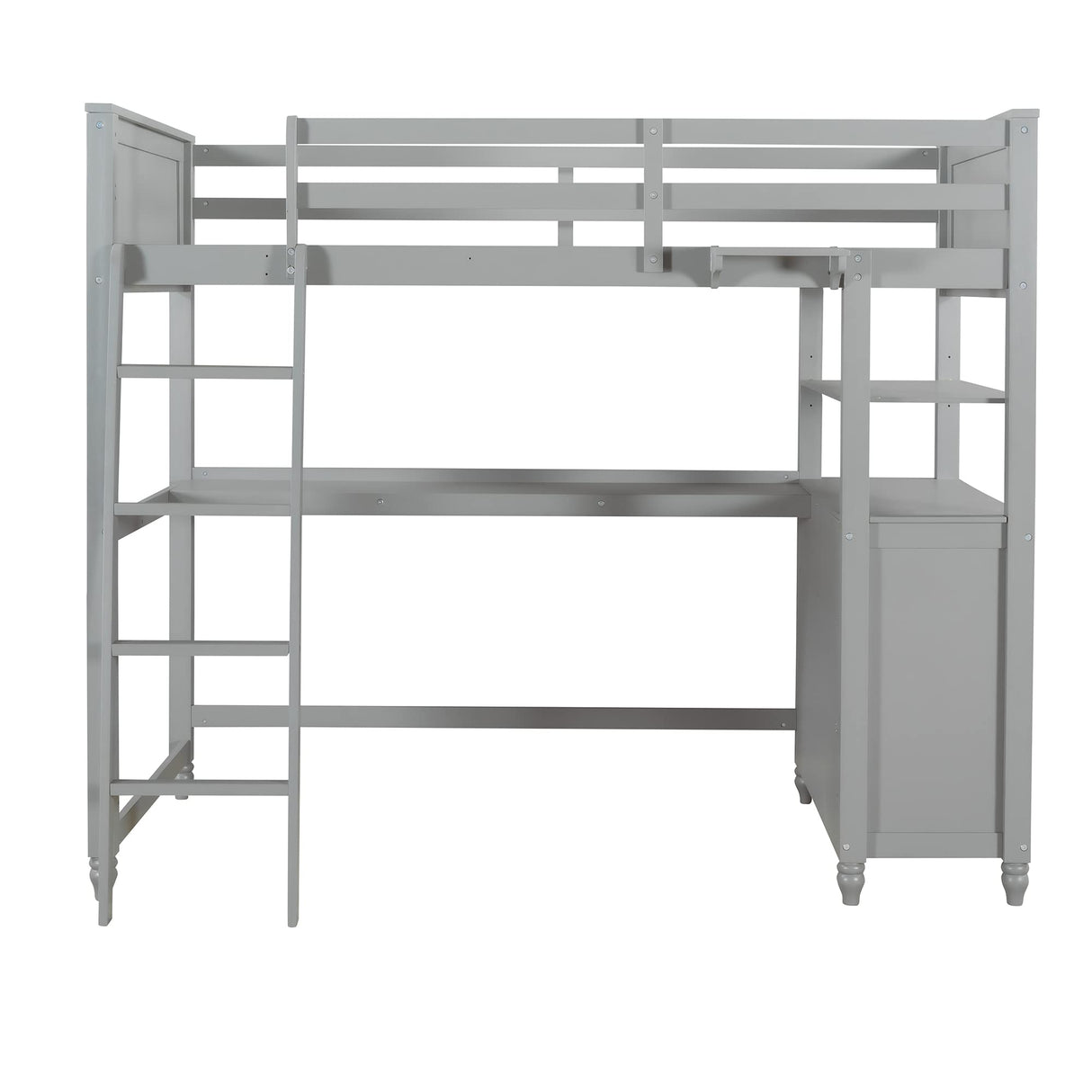 Bellemave Grey Loft Bed with Desk and Storage for Kids and Teens Bellemave