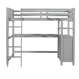 Bellemave Grey Loft Bed with Desk and Storage for Kids and Teens Bellemave