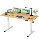 Furmax Electric Height Adjustable Standing Desk Large 63 x 24 Inches Sit Stand Up Desk Home Office Computer Desk Memory Preset with T-Shaped Metal Bracket, Wood Furmax