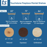 Touchstone Encase 84-Inch Floating Mantel for Electric Fireplaces – Rustic Solid Wood – Farmhouse Style Shelf – Natural Finish – Model 90008 Touchstone