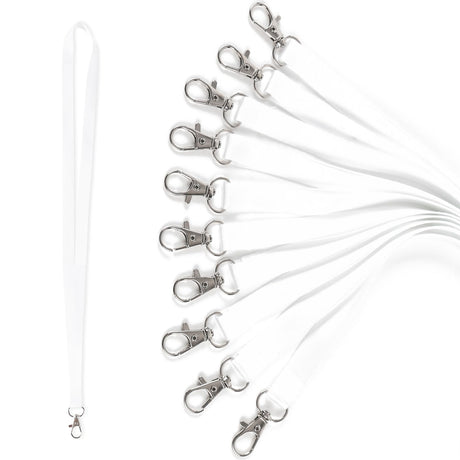 ASUNFO 50 Pcs Sublimation Lanyards Blank Bulk White Neck Lanyards Heat Transfer for ID Badge Holder Keychain ASUNFO