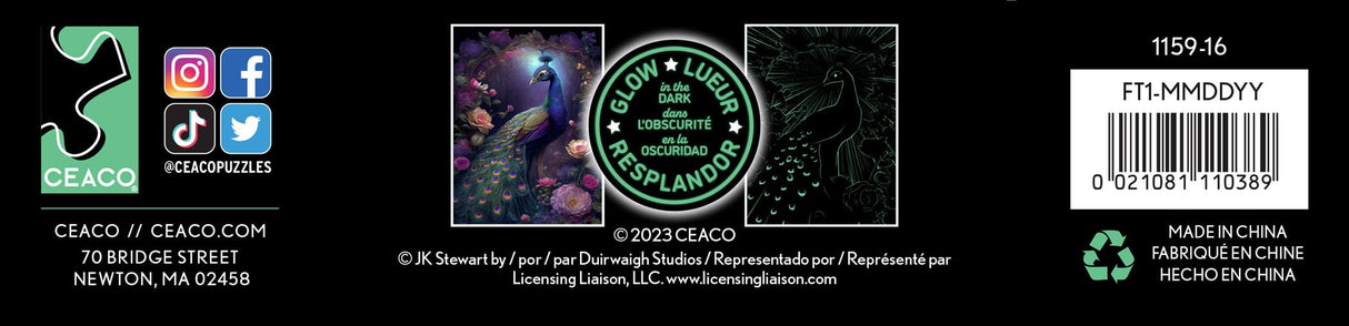 Ceaco - Glow in The Dark - Peacock Glow - 750 Piece Jigsaw Puzzle Ceaco
