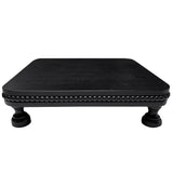 dwellington Farmhouse Display Wood Riser, 12" Decorative Black Beaded Pedestal Stand, Square Tiered Tray Decor for Kitcher Decor, Countertop dwellington
