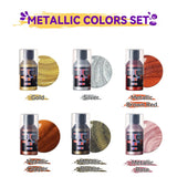 OPHIR Metallic Acrylic Pouring Paint Set,3.8OZ/Bottle,Premixed Metallic Pour Paint Gold,Silver,Copper,Bronze,High Flow Water-Based Acrylic Pour Paint Supplies for Pouring on Canvas,Wood,Rocks,6 Colors OPHIR
