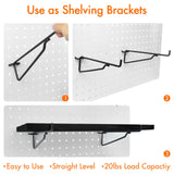 2 Pack Pegboard Shelves with Brackets, Peg Shelf Board with Hooks Fits 1/8" 1/4" Pegs Slots, Peg Board Organizer Accessories Various Tools Storage Arrange System for Garage Craft Workshop Workbench G.CORE