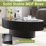 Drum Oval Coffee Table Black Wood Coffee Table Mid Century Rustic Coffee Table Irregular Elliptical Coffee Table Olive Pedestal Coffee Table for Farmhouse Living Room (Black, 44*24*14 inch) WUPDPQS