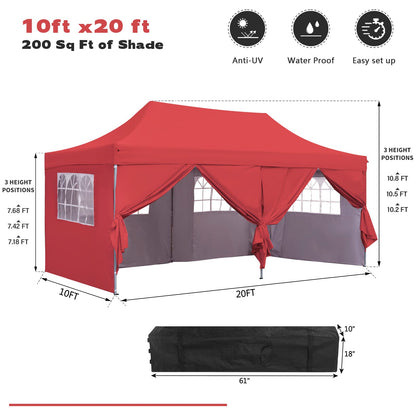 10x20 ft Instant Pop up Canopy, Wonlink Party Tent Folding Heavy Duty Gazebos with Removable Sidewalls and Wheeled Bag Waterproof