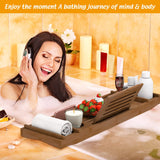 Bamboo Bathtub Tray for Luxury Bathroom, Expandable Premium Bath Tray with Soap Towel Book Holder, Luxury Spa Wooden Bath Table for Reading Laptop Over The Clawfoot Walnut Zhuoyue