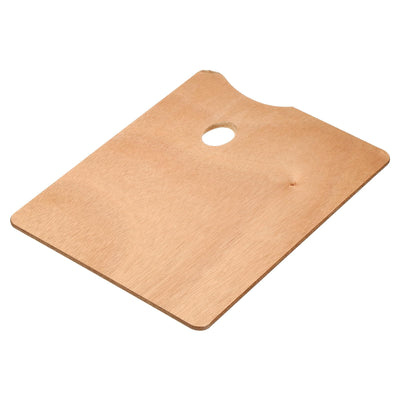 PATIKIL 12"x9" Wooden Paint Palette, Wood Painting Palette Color Mixing Rectangle Paint Tray Palette with Thumb Hole for Oil Watercolor Artist, Brown