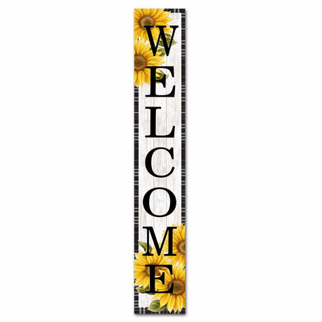 Isaric Tall Outdoor Welcome Sign For Front Door 8x48 Inches Sunflower Vertical Welcome Sign, Rustic Tall Welcome Sign For Front Porch, Farmhouse Welcome Porch Sign Wood Vertical Decor, Porch Decor for the Home Isaric