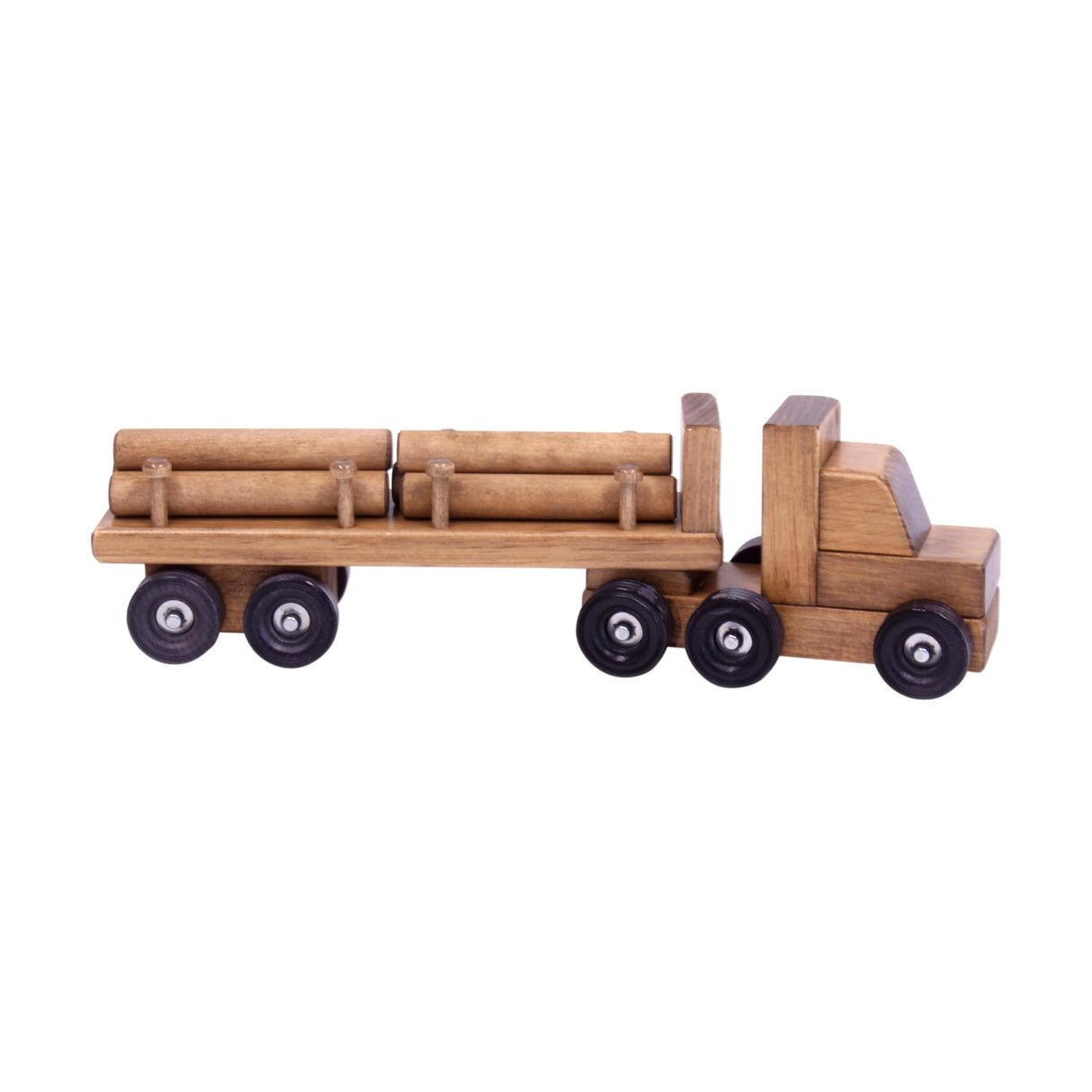 AmishToyBox.com Log Truck Wooden Toy - Amish-Made in Lancaster County, Pennsylvania - with 6 Removable Logs AmishToyBox.com