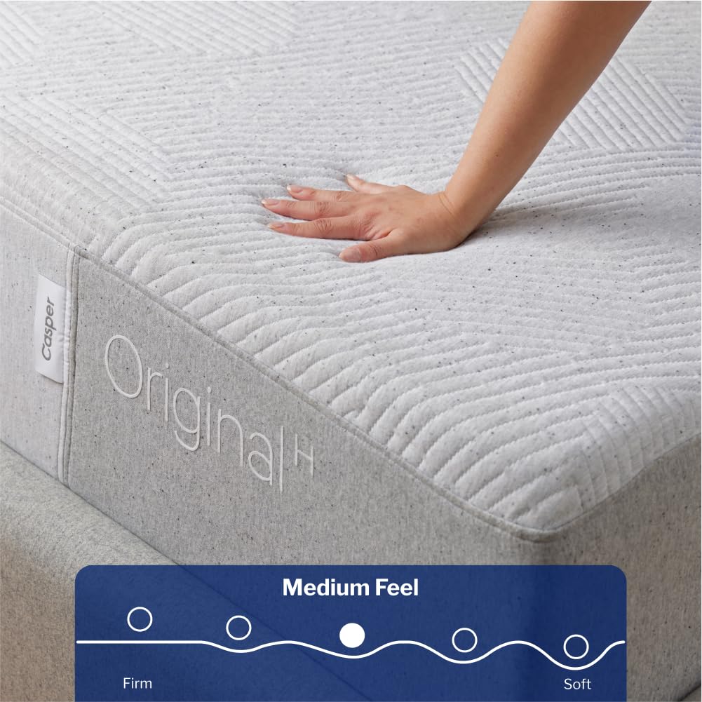 Casper Sleep Original Foam Hybrid, King Size Mattress - Medium Firm Memory Foam with Zoned SupportTM - 100-Night Trial - 10 Year Warranty - CertiPUR-US® Mattress, Light Gray