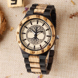 Dentily Men's Wood Watch Engraved Tree of Life Pattern Quartz Watch for Men Hand-Made Wooden Watches Dentily