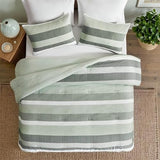 Regency Heights King Comforter Set, 3 Pieces Striped Bed Set, Soft Brushed Microfiber Reversible Bedding Set for All Season, Lightweight & Breathable Bedding Set with Comforter & Shams, Sage Green Regency Heights