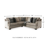 Signature Design by Ashley Bovarian Casual L-Shaped 2-Piece Sectional with Loose Seat Cushions and 5 Accent Pillows, Light Brown Signature Design by Ashley