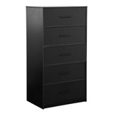 5-Drawer Dresser with Extra Large Fabric Drawers, Wood Frame Dresser with 5 Drawers for Bedroom or Living Room Storage, Hallway, Fabric Bins for Closet or Hallway Storage Organizer, Toy Chest, Black Techni Home