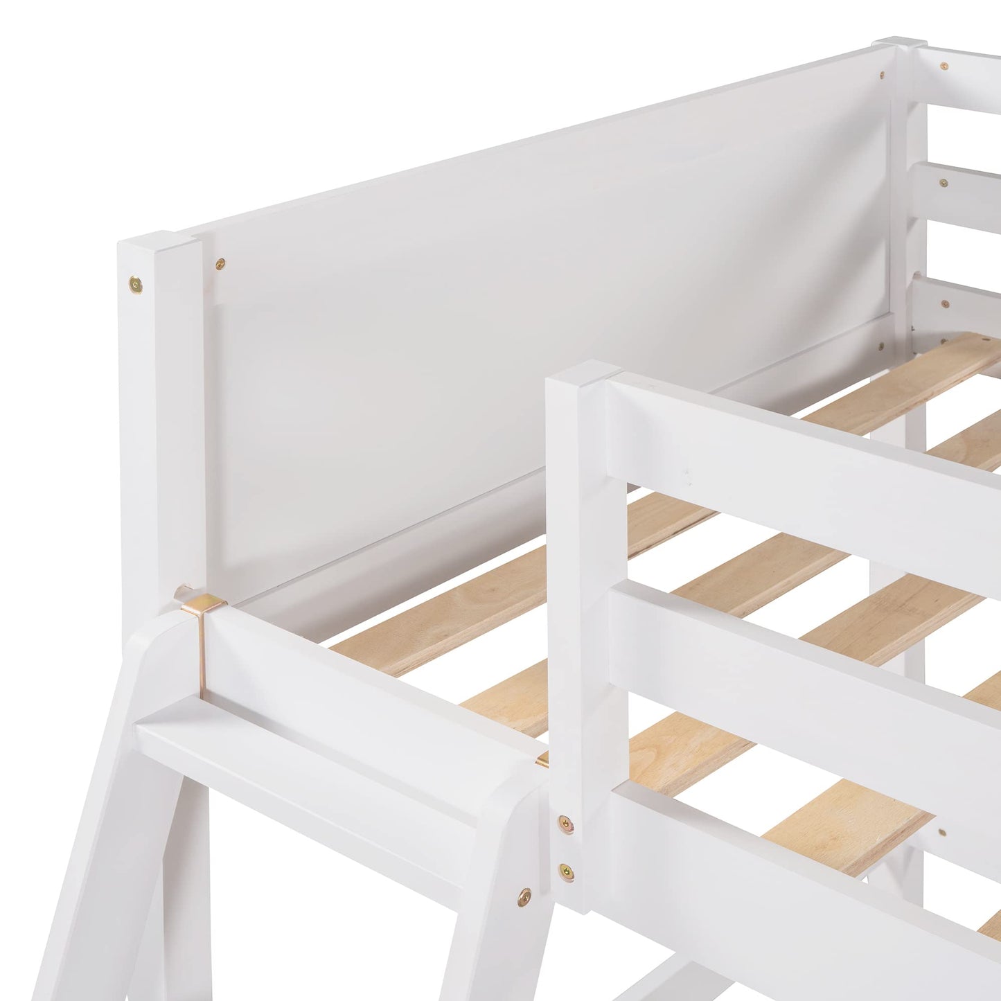 Harper & Bright Designs Solid Wood Twin Loft Bed with Ladder and Guardrails in White - WoodArtSupply