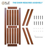 S&Z TOPHAND® 54 in x 80 in PVC Barn Door, Brown Wood Texture, British Brace Barn Door/Modern Style/Sliding Door/Simple Assembly is Required S&Z TOPHAND