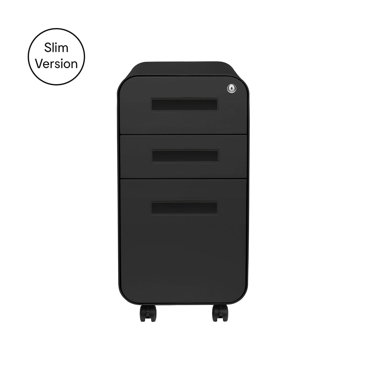 Laura Davidson Furniture Stockpile Slim 3-Drawer Mobile File Cabinet with Lock - Under Desk Metal Filing Cabinet, Legal/Letter File Folders, Wheels and Stationary Feet, Pre-Assembled, All Black Laura Davidson Furniture