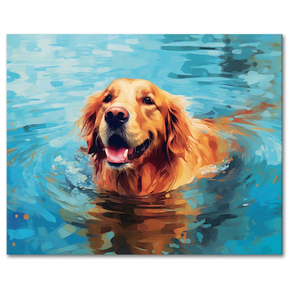 TUMOVO Paint by Number for Adults on Canvas - Puppy and Dog DIY Kit - Animal Craft for Kids and Adults - 16x20 Inch TUMOVO