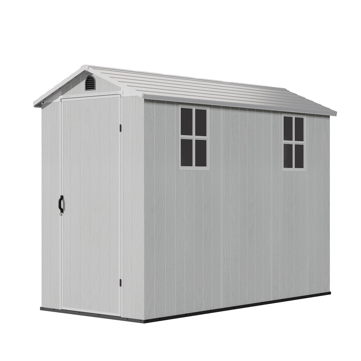 Patiowell 4' x 8' Outdoor Storage Shed with Floor, Plastic Shed Outside Resin Tool Shed with Two Windows and Lockable Door for Backyard Garden Patio Lawn, White (Fit-it Shed) Patiowell