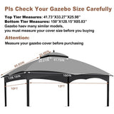 SRECELL Replacement Canopy Top for Lowe's Allen Roth High Performance Ripstop Heavy Duty Gazebo Roof Gazebo Top with Air Vent 10X12 Gazebo Cover,Gray SRECELL