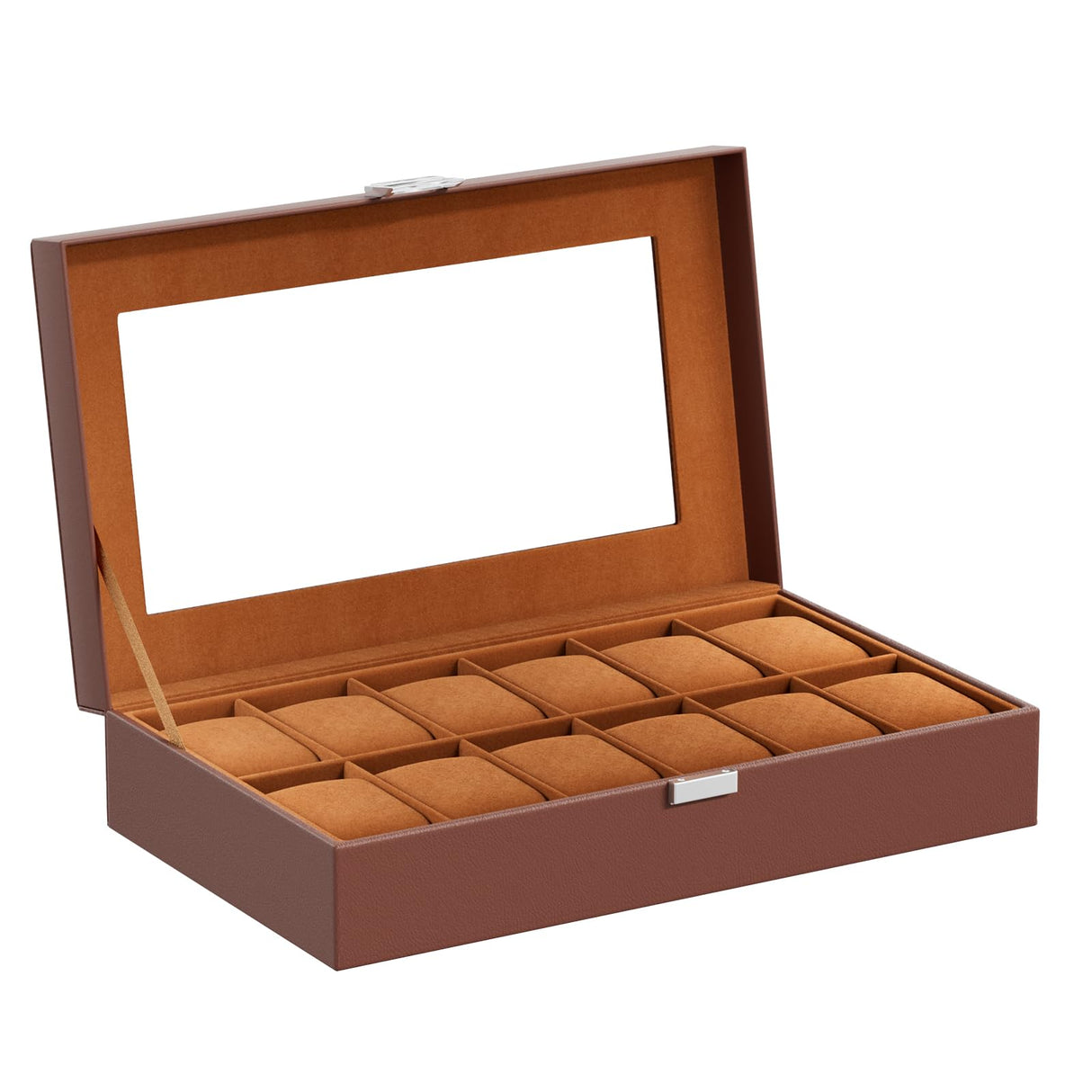 ProCase Watch Box Organizer for Men, 12 Slot Watch Display Case With Glass Lid, PU Leather Watch Storage Mens Watch Case, Watch Holder Organizer for Men Women -12 Slot, Brown ProCase