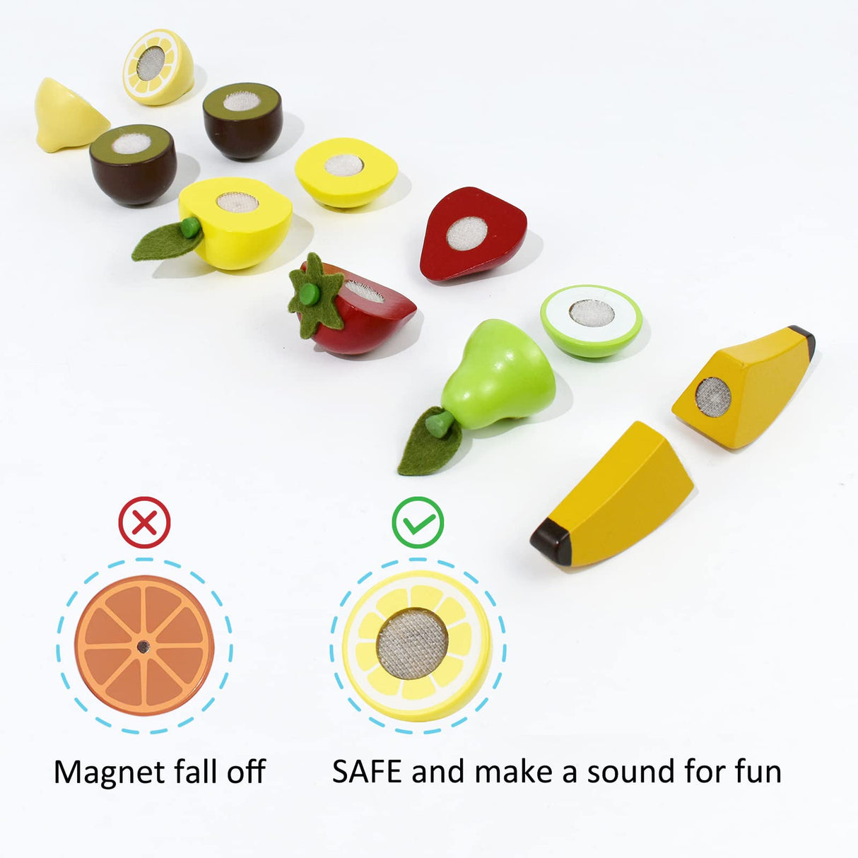 PairPear Wooden Play Food Cutting Fruit Set - Wooden Toys for Toddlers Toy Food Play Kitchen Accessories PairPear