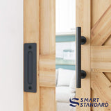 SMARTSTANDARD 6.8 FT Heavy Duty Sturdy Sliding Barn Door Hardware Kit, Black, (Whole Set Includes 1x Pull Handle Set & 1x Floor Guide) Fit 36"-40" Wide Door Panel (I Shape Hanger) SMARTSTANDARD