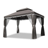 10'×13' Outdoor Gazebo, Patio Gazebo Canopy Tent Heavy Duty with Double Roofs, Gazebo Tent Canopy with Mosquito Netting and Privacy Screen Curtains for Deck Backyard Lawn and Garden (Grey) gaildon