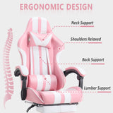Ferghana Gaming Chairs with Footrest,Computer Game Chair,Massage Gaming Chairs,Christmas,Xmas Gift,PC Gaming Chairs for Adults Teens for Gaming Live Streaming Room(Pink,Racing Version) Ferghana