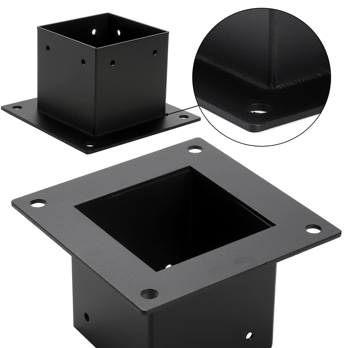 Yesland 4 Pack 4 x 4 Post Base, Inner Size 3.6 X 3.6 Inch Iron Post Bracket with Black Coating Heavy Duty Flange Anchor Base, Support Deck Base with Screws for Pavilion, Deck Railing, Fence, Mailbox Yesland
