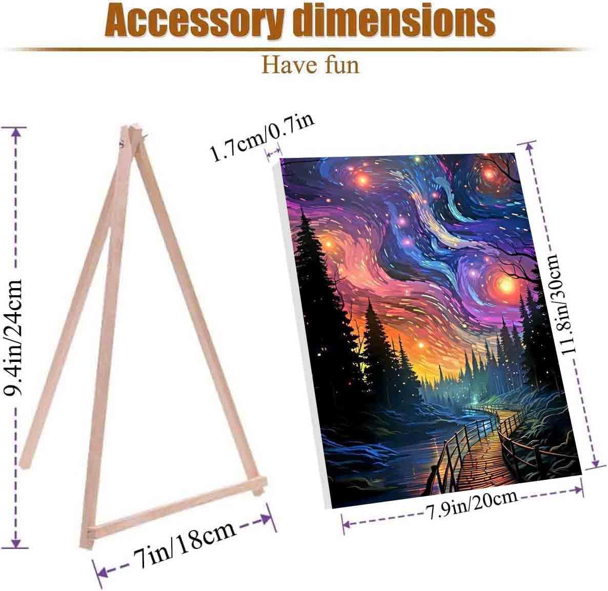 VIGEGU 4 Pack Paint by Numbers Kit for Adults Beginner with Frame,Paint by Number with Wooden Easel DIY Starry Sky Beach Waterfall Landscape Adult Paint by Number Kits for Home Decor 7.8x11.8inch ﻿ VIGEGU