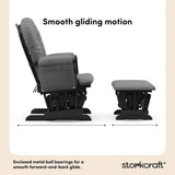 Storkcraft Premium Hoop Glider & Ottoman (Black with Gray) — GREENGUARD Gold Certified, Solid Wood Craftsmanship, Convenient Storage Pockets, Smooth-Gliding Chair for Nursery, Multi-Award-Winning Storkcraft